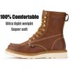 imageSUREWAY Mens 8 in Wedge Moc SoftSteel Toe Work Boots for MenFullGrain LeatherGoodyear WeltEHSafety Industrial Construction BootsShoes for WomenSoft Toe Tobacco