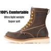 imageSUREWAY Mens 8 in Wedge Moc SoftSteel Toe Work Boots for MenFullGrain LeatherGoodyear WeltEHSafety Industrial Construction BootsShoes for WomenSoft Toe Brown