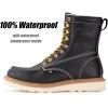 imageSUREWAY Mens 8 in Wedge Moc SoftSteel Toe Work Boots for MenFullGrain LeatherGoodyear WeltEHSafety Industrial Construction BootsShoes for WomenWaterproof Soft Toe Black