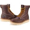 imageSUREWAY Mens 8 in Wedge Moc SoftSteel Toe Work Boots for MenFullGrain LeatherGoodyear WeltEHSafety Industrial Construction BootsShoes for WomenWaterproof Steel Toe Dark Brown