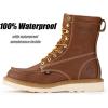 imageSUREWAY Mens 8 in Wedge Moc SoftSteel Toe Work Boots for MenFullGrain LeatherGoodyear WeltEHSafety Industrial Construction BootsShoes for WomenWaterproof Soft Toe Tobacco