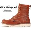 imageSUREWAY Mens 8 in Wedge Moc SoftSteel Toe Work Boots for MenFullGrain LeatherGoodyear WeltEHSafety Industrial Construction BootsShoes for WomenWaterproof Soft Toe Light Brown