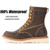 imageSUREWAY Mens 8 in Wedge Moc SoftSteel Toe Work Boots for MenFullGrain LeatherGoodyear WeltEHSafety Industrial Construction BootsShoes for WomenWaterproof Soft Toe Brown