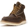 imageSUREWAY 6 in Mens Soft Toe Work Boots for MenFull Grain LeatherGoodyearWeltNonSlip EH Safety Industial Construction Wedge Moc Toe Work BootsShoesSoft Toe Brown