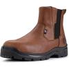 imageSUREWAY Mens Slip On SoftSteel Toe Work Boots for MenChelsea Work BootsShoesUpgraded SlipWater ResistantSteel Toe Brown