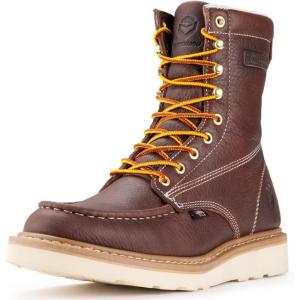 imageSUREWAY Mens 8 in Wedge Moc SoftSteel Toe Work Boots for MenFullGrain LeatherGoodyear WeltEHSafety Industrial Construction BootsShoes for WomenSoft Toe Dark Brown