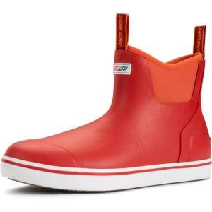 imageSUREWAY Womens Ankle Fishing Deck Boots for WomenShort Waterproof Neoprene Rubber Rain BootsLightweight Garden Work Shoes for WomenUpgraded Slip ResistantDurable ComfortableRed