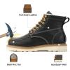 image:imageSUREWAY 6 in Mens SoftSteel Toe Work Boots for MenFull Grain LeatherGoodyearWeltNonSlip EH Safety Industial Construction Wedge Moc Toe Work BootsShoesSteel Toe Black