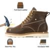 image:imageSUREWAY 6 in Mens SoftSteel Toe Work Boots for MenFull Grain LeatherGoodyearWeltNonSlip EH Safety Industial Construction Wedge Moc Toe Work BootsShoesSteel Toe Brown