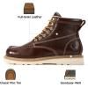 image:imageSUREWAY 6 in Mens SoftSteel Toe Work Boots for MenFull Grain LeatherGoodyearWeltNonSlip EH Safety Industial Construction Wedge Moc Toe Work BootsShoesSoft Toe Dark Brown