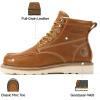 image:imageSUREWAY 6 in Mens SoftSteel Toe Work Boots for MenFull Grain LeatherGoodyearWeltNonSlip EH Safety Industial Construction Wedge Moc Toe Work BootsShoesSoft Toe Light Brown