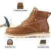 image:imageSUREWAY 6 in Mens SoftSteel Toe Work Boots for MenFull Grain LeatherGoodyearWeltNonSlip EH Safety Industial Construction Wedge Moc Toe Work BootsShoesSteel Toe Tobacco