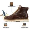 image:imageSUREWAY 6 in Mens SoftSteel Toe Work Boots for MenFull Grain LeatherGoodyearWeltNonSlip EH Safety Industial Construction Wedge Moc Toe Work BootsShoesSteel Toe Dark Brown