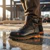 image:imageSUREWAY Mens 6 SoftComposite Toe Heavy Duty Waterproof Work Boot GoodyearWelt OilSlip Resistant DualDensity Comfortable Outsole Crazy Horse Leather EH Construction Industrial Safety Work BootsWaterproof Composite Black Orange