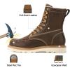 image:imageSUREWAY Mens 8 in Wedge Moc SoftSteel Toe Work Boots for MenFullGrain LeatherGoodyear WeltEHSafety Industrial Construction BootsShoes for WomenBrown Steel Toe