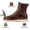 image:imageSUREWAY Mens 8 in Wedge Moc SoftSteel Toe Work Boots for MenFullGrain LeatherGoodyear WeltEHSafety Industrial Construction BootsShoes for WomenDark Brown Steel Toe