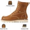 image:imageSUREWAY Mens 8 in Wedge Moc SoftSteel Toe Work Boots for MenFullGrain LeatherGoodyear WeltEHSafety Industrial Construction BootsShoes for WomenLight Brown Soft Toe