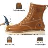 image:imageSUREWAY Mens 8 in Wedge Moc SoftSteel Toe Work Boots for MenFullGrain LeatherGoodyear WeltEHSafety Industrial Construction BootsShoes for WomenLight Brown Steel Toe