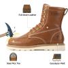 image:imageSUREWAY Mens 8 in Wedge Moc SoftSteel Toe Work Boots for MenFullGrain LeatherGoodyear WeltEHSafety Industrial Construction BootsShoes for WomenTobacco Steel Toe