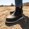 image:imageSUREWAY Mens Slip On Chlesea Work Boots for Men  Soft ToeLightweight ComfortableFull Grain LeatherSlipresistant Wedge SoleBlack