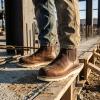 image:imageSUREWAY Mens Slip On Chlesea Work Boots for Men  Soft ToeLightweight ComfortableFull Grain LeatherSlipresistant Wedge SoleBrown