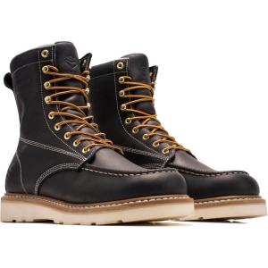 image:imageSUREWAY Mens 8 in Wedge Moc SoftSteel Toe Work Boots for MenFullGrain LeatherGoodyear WeltEHSafety Industrial Construction BootsShoes for WomenBlack Steel Toe