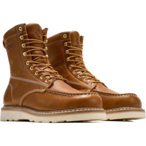 image:imageSUREWAY Mens 8 in Wedge Moc SoftSteel Toe Work Boots for MenFullGrain LeatherGoodyear WeltEHSafety Industrial Construction BootsShoes for WomenLight Brown Steel Toe