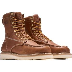 image:imageSUREWAY Mens 8 in Wedge Moc SoftSteel Toe Work Boots for MenFullGrain LeatherGoodyear WeltEHSafety Industrial Construction BootsShoes for WomenTobacco Steel Toe