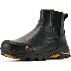 image:imageSUREWAY Mens Slip On Chelsea Work Boots for MenExtremely ComfortableThicker Genuine LeatherSuperior OilSlip Resistant Rubber SoleBlack