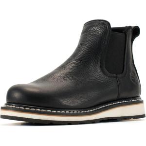 image:imageSUREWAY Mens Slip On Chlesea Work Boots for Men  Soft ToeLightweight ComfortableFull Grain LeatherSlipresistant Wedge SoleBlack