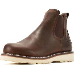 image:imageSUREWAY Mens Slip On Chlesea Work Boots for Men  Soft ToeLightweight ComfortableFull Grain LeatherSlipresistant Wedge SoleBrown