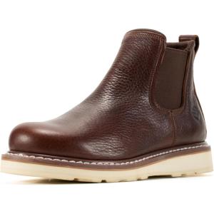 image:imageSUREWAY Mens Slip On Chlesea Work Boots for Men  Soft ToeLightweight ComfortableFull Grain LeatherSlipresistant Wedge SoleDark Brown