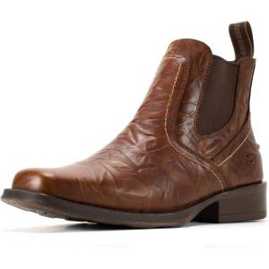 image:imageSUREWAY Mens Western Chelsea Cowboy Boots for Men Square Toe6 Inch SlipOn WorkCasualDress Boots Shoes for MenBrown