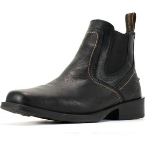 image:imageSUREWAY Mens Western Chelsea Cowboy Boots for Men Square Toe6 Inch SlipOn WorkCasualDress Boots Shoes for MenTumbled Black