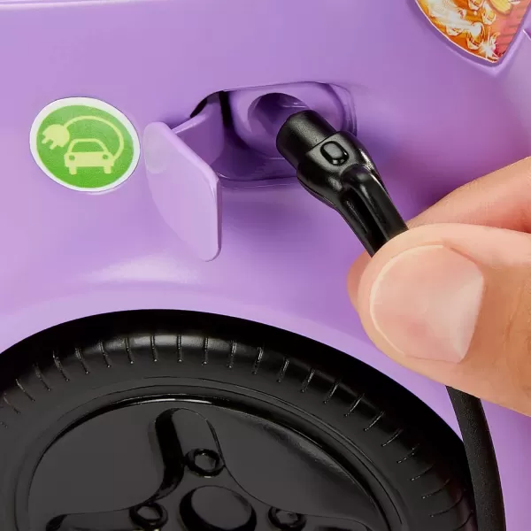 Barbie Doll Accessories Toy Car Electric Vehicle with Charging Station Plug ampamp Sunroof Purple 2Seater Transforms into ConvertibleMulticolor