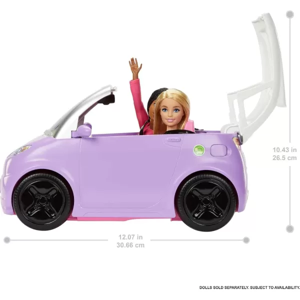 Barbie Doll Accessories Toy Car Electric Vehicle with Charging Station Plug ampamp Sunroof Purple 2Seater Transforms into ConvertibleMulticolor