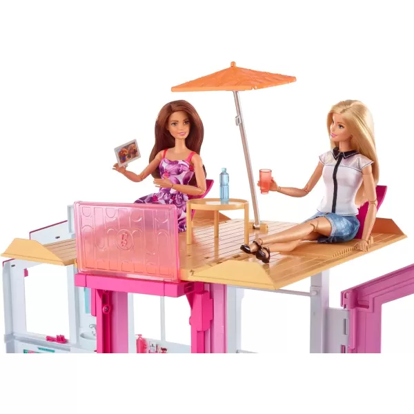 Barbie Doll House Playset 3Story Townhouse with 4 Rooms ampamp Rooftop Lounge Furniture ampamp Accessories Including Swinging Chair Amazon Exclusive