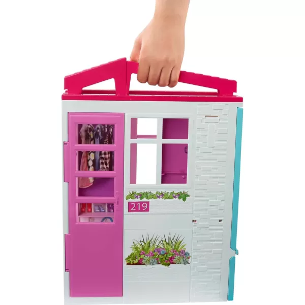 Barbie Doll House Playset with Toy Furniture ampamp Accessories Portable with Carrying Handle 2 Feet Wide with FoldOut Bed ampamp Pool