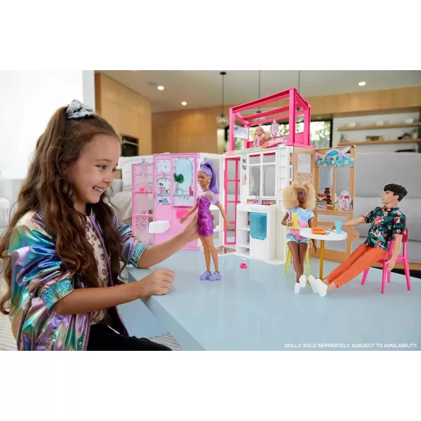 Barbie Doll House with Furniture ampamp Accessories Including Pet Puppy 4 Play Areas Kitchen Loft Bed Bathroom ampamp Dining Room