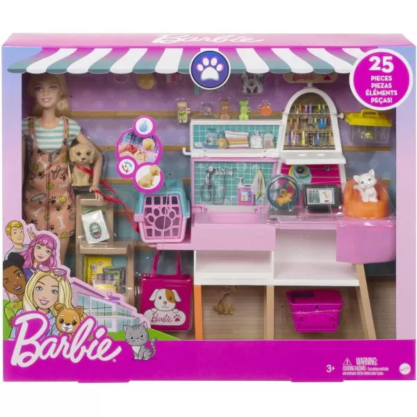 Barbie Doll ampamp Playset Pet Boutique with 4 Pets ColorChange Grooming Feature ampamp 20 Themed Accessories