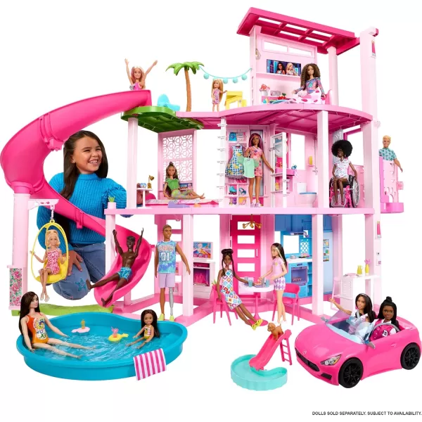 Barbie DreamHouse Doll House Playset with 75 Pieces Including Toy Furniture ampamp 3Story Pool Slide Pet Elevator ampamp Puppy Play AreasDreamhouse