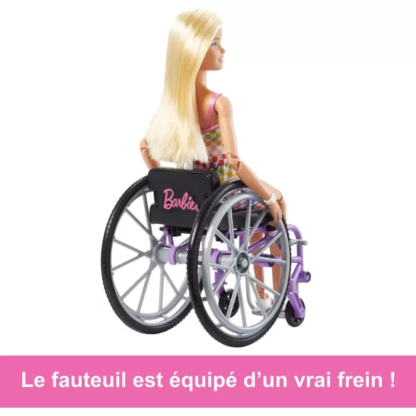 Barbie Fashionistas Doll 194 with Wheelchair ampamp Ramp Straight Blonde Hair ampamp Rainbow Romper with Accessories