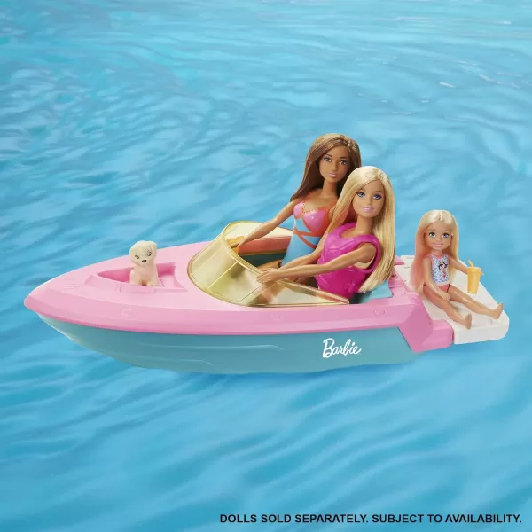 Barbie Toy Boat with Pet Puppy Life Vest ampamp Beverage Accessories Fits 3 Dolls ampamp Floats in WaterPink Cyan