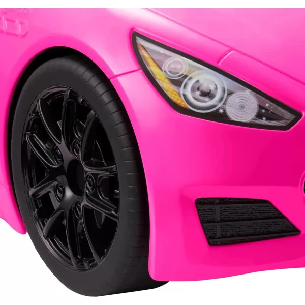 Barbie Toy Car Bright Pink DollSized Convertible with 2 Seats Seatbelts ampamp Rolling Wheels Realistic DetailsSingle