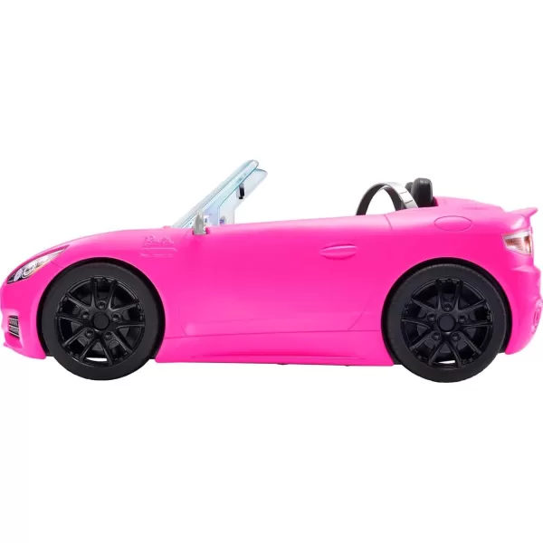 Barbie Toy Car Bright Pink DollSized Convertible with 2 Seats Seatbelts ampamp Rolling Wheels Realistic DetailsSingle