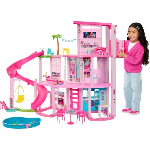 Barbie DreamHouse Doll House Playset with 75 Pieces Including Toy Furniture ampamp 3Story Pool Slide Pet Elevator ampamp Puppy Play AreasDreamhouse