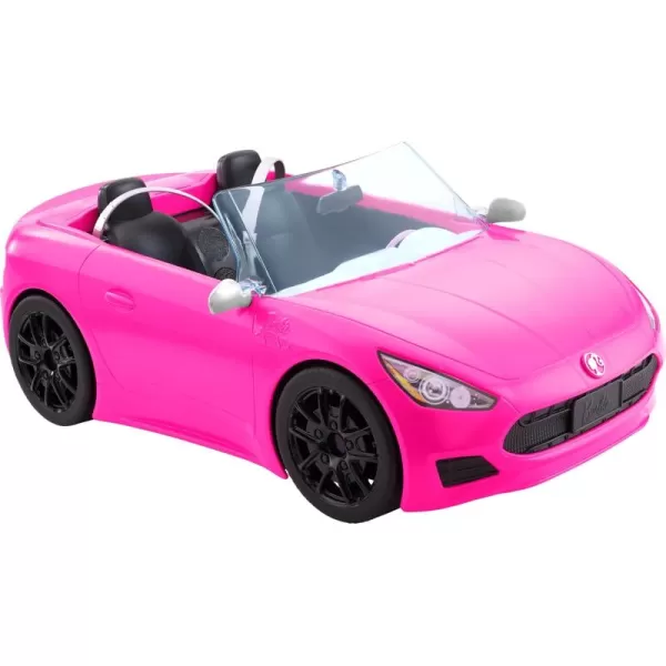 Barbie Toy Car Bright Pink DollSized Convertible with 2 Seats Seatbelts ampamp Rolling Wheels Realistic DetailsSingle