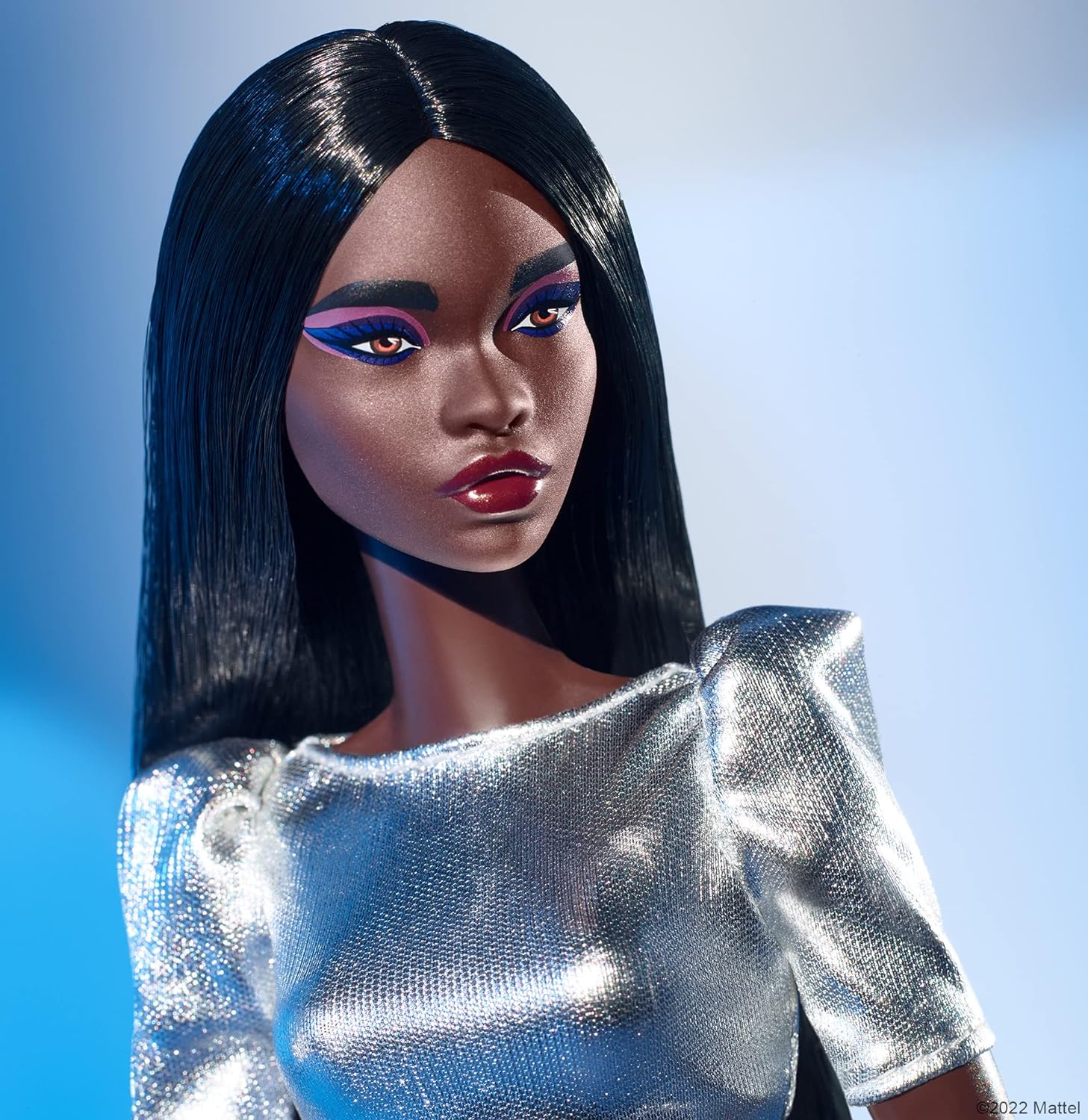 Barbie Looks Doll Collectible and Posable with Sleek Black Hair Tall Body Type and Metallic Top with Vinyl SkirtModern1 Multicolor