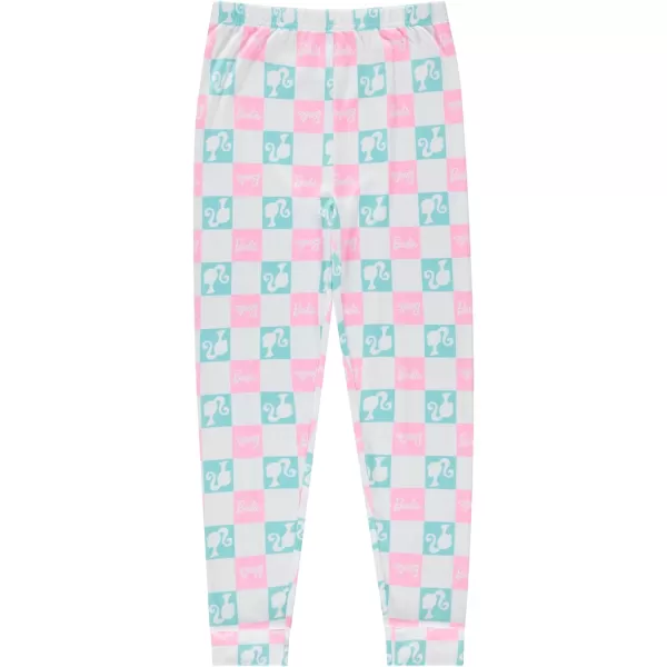 Barbie 4 Piece Pajama Set  PJ Set with Long Sleeve Shirt  Pants  Sleepwear Set for Girls  Official LicensePinkwhite