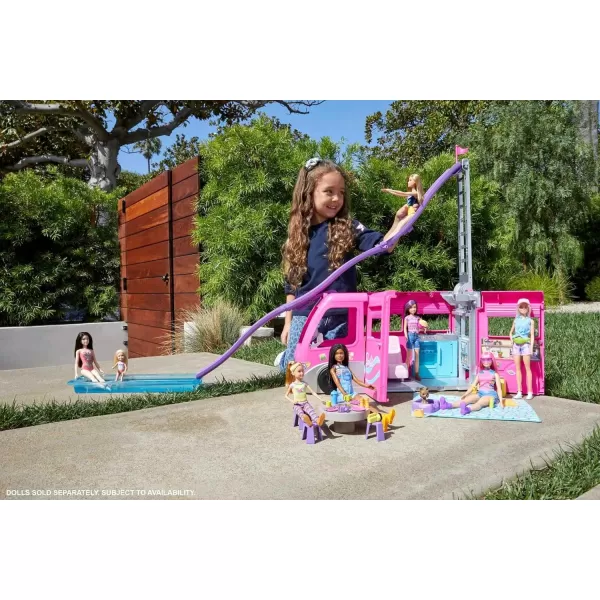 Barbie Camper Playset Dreamcamper Toy Vehicle with 60 Accessories Including Furniture Pool and 30Inch SlideBarbie Camper Playset Dreamcamper Toy Vehicle with 60 Accessories Including Furniture Pool and 30Inch Slide